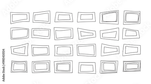 Irregularly shaped rectangular outlines arranged in a grid pattern abstract geometric