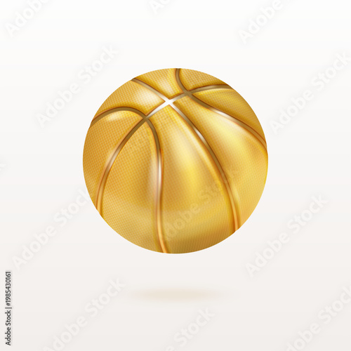 Gold basketball ball. 3d golden balls, basketball player sport trophy winner realistic prize champion championship award american tournament achievement exact vector illustration