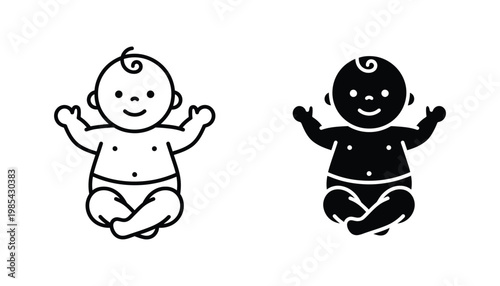 Baby Icon Silhouette Line Art Commercial Asset