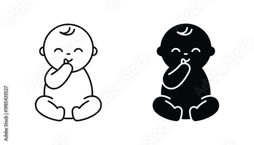 Baby Icon Sitting Finger Mouth Concept Art