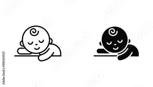 Baby Sleeping Icon Line Art Vector Commercial Usage