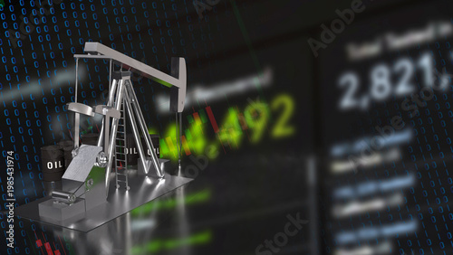Oil Production and Market Volatility Analysis with Digital Financial Data 3d render.