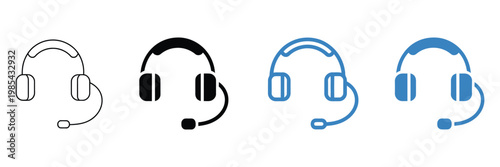Call center icon set multiple style, support agent and customer service icons