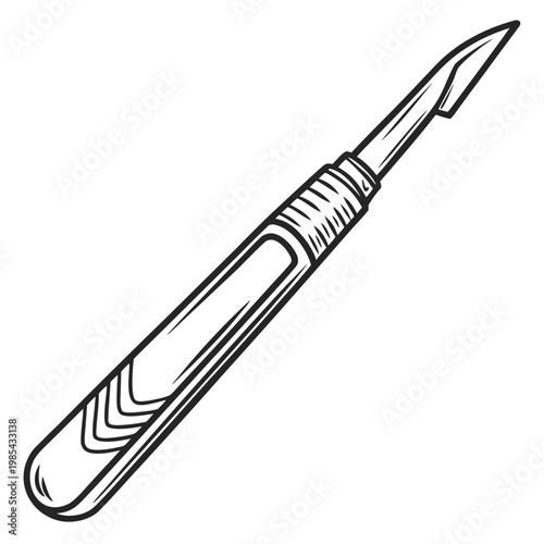 Hand drawn surgical scalpel illustration for medical surgery concepts