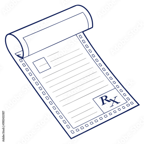 Medical prescription pad with rx symbol for medication doctor note illustration