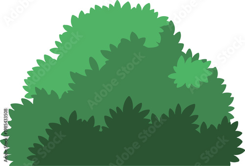 Green shrubbery with layered foliage, ideal for nature-themed designs and illustrations