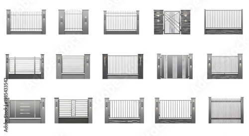 Classic and Modern Iron Railing Elevation Set for Architecture Projects