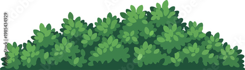 Lush green bushes in a garden with a rich texture and abundant foliage, creating a vibrant natural background