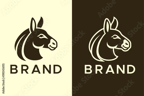 Premium Minimalist Donkey Head Logo Concept. Elegant Mule or Burro Silhouette Vector Icon for Equestrian, Ranch, and Farm Branding.