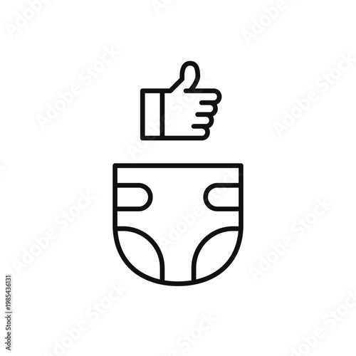 Infant diaper and like symbol. Hygiene approval and children products satisfaction. Pixel perfect, editable stroke vector icon