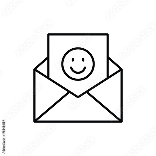 E-mail letter and smiley face. Customer satisfaction feedback. Pixel perfect, editable stroke vector icon