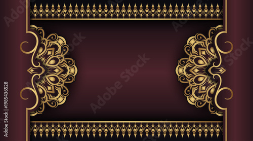 Luxury brown background, gold ornamental mandala