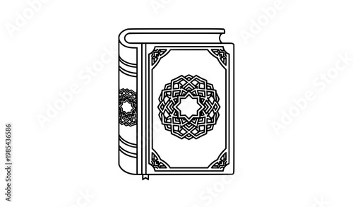 Minimal Quran Outline Icon Islamic Vector Illustration