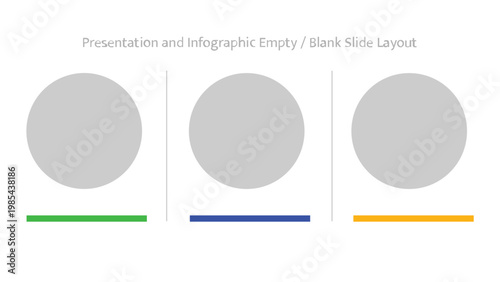 Three blank circles with colorful indicator lines for infographic data displays