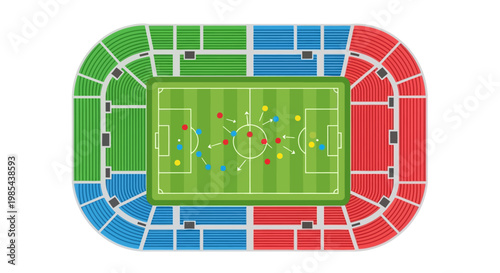 Soccer Stadium with Colorful Seating Areas.