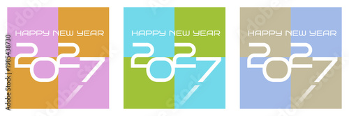2027 ロゴ　カラフルでスマートな年賀状セット