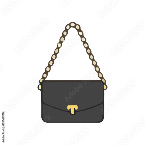 Elegant Black Leather Shoulder Bag