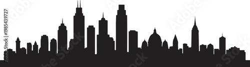 City skyline, urban silhouette, black cityscape, vector illustration