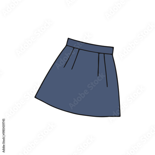 Blue Pleated Skirt Fashion Illustration