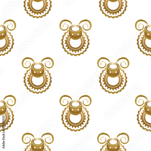 Golden sheep pattern for Eid al Adha celebration isolated on transparent background