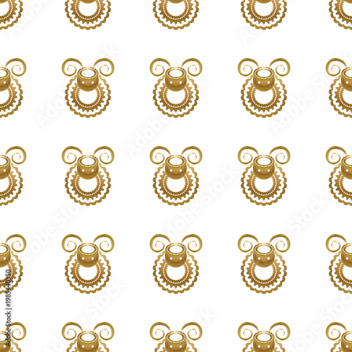 Golden sheep pattern for Eid al Adha celebration isolated on transparent background