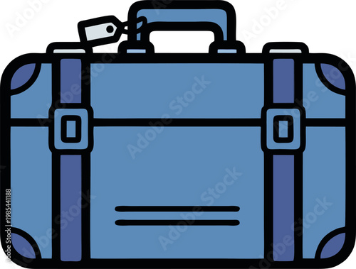 Suitcase with Luggage Tag Travel Accessory Isolated on Transparent Background