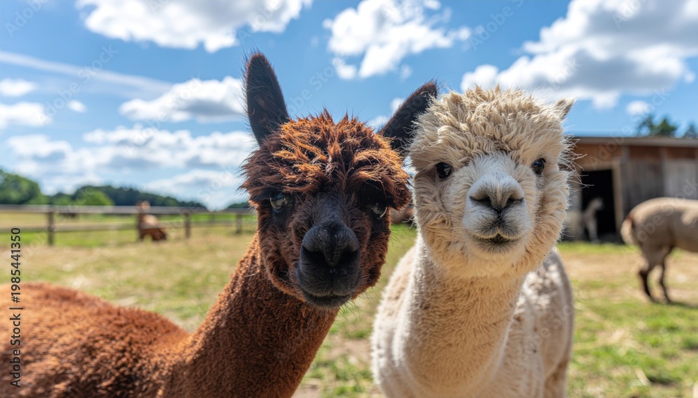 Fototapeta premium Two Alpacas on Farm.