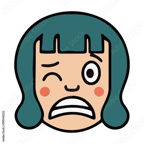 Confused Girl Cartoon Face Icon