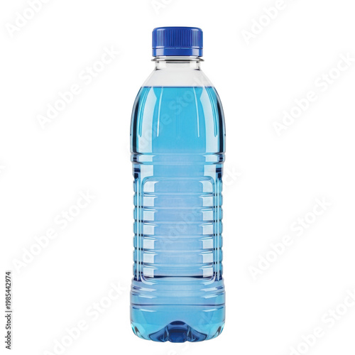 Clear Plastic Water Bottle with Blue Tinge Ready for Hydration, Isolated on Transparent Background