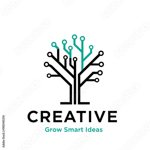 Creative tree with green circuit branches.