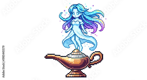 Magical Genie Emerging from an Ancient Oil Lamp.