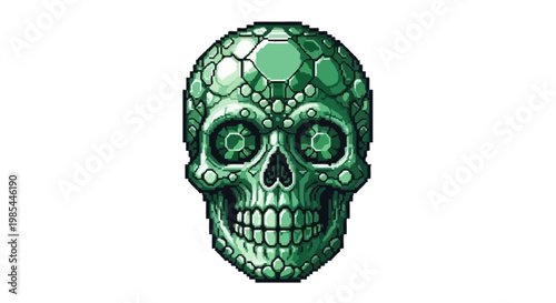 Mysterious Green Gemstone Skull With Glowing Eyes.