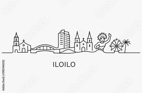 Flat Design one line without breaking the Iloilo city.