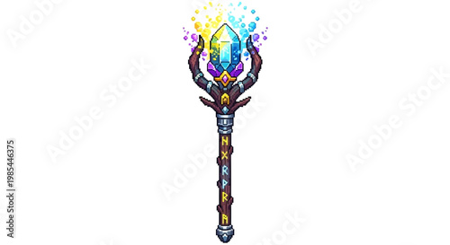 Mystical Crystal Staff with Glowing Energy and Intricate Design.