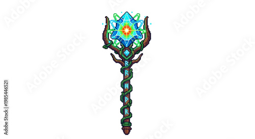 Mystical Crystal Staff with Ornate Design.