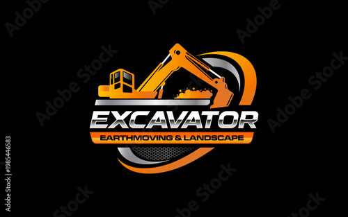 Illustration vector graphic of an excavator vehicle, and heavy equipment for construction logo design