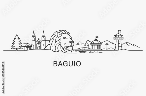 Flat Design one line without breaking the Baguio city.