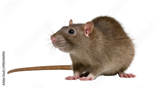 Photos Brown domestic rat sitting with long pink tail
