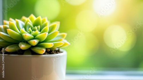 Green Succulent Potted Plant Close Up
