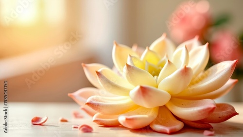 Yellow Succulent Close Up With Sunlight