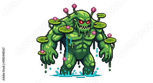 Green Swamp Monster Character Illustration.