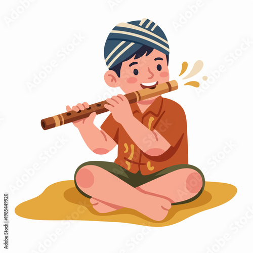 a boy playing the seruling.eps