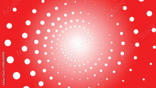 Vector red white dotted speed lines in vortex form. Geometric art. Segmented circle. Arc lines.  for frame, round logo, sign, symbol, web, prints, posters, template, pattern, backdrop