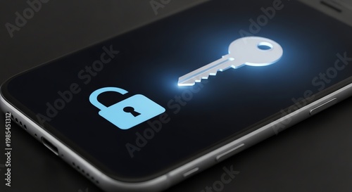 Smartphone displaying unlocked padlock icon symbolizing security or access.