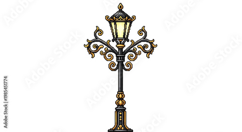 Ornate Vintage Street Lamp Post with Decorative Details.