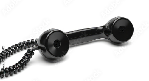 Telephone Handset in Black on White Background