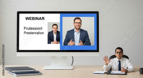 Business Presentation in a Modern Conference Room with a Digital Screen.