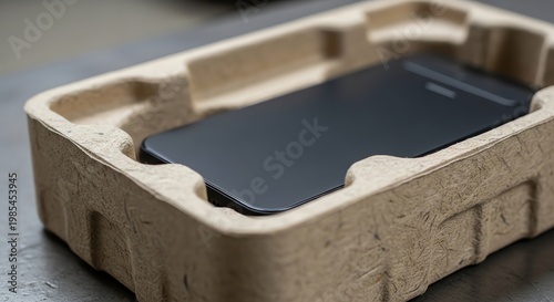 Smartphone in Eco-Friendly Recycled Cardboard Packaging for Sustainable Technology.