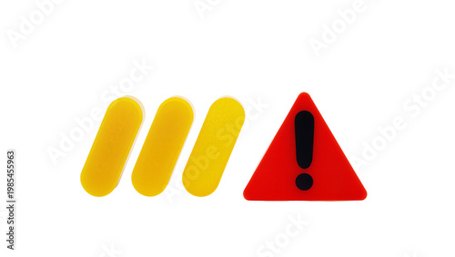Yellow Oval Shapes with Red Triangle Exclamation Mark