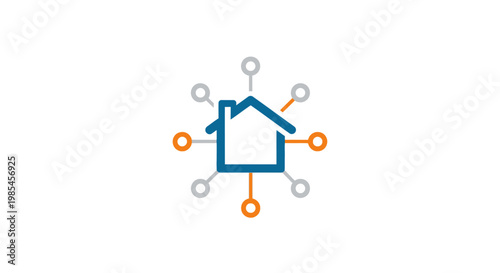 A blue house icon with connected nodes.